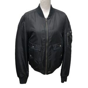 J Lindeberg.denim Bomber Jacket Womens Large Black Classic Gorpcore Streetwear